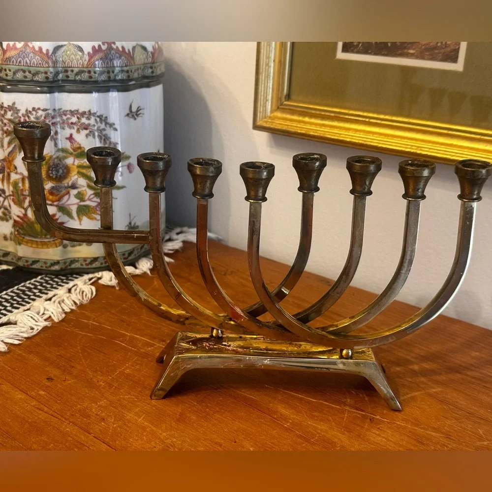 Vintage Wainberg 1970s Solid Brass 9 arm Menorah